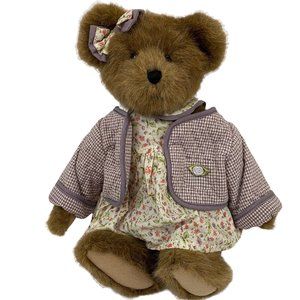 Boyds Bears Purple Flowers Vintage Jointed Teddy Bear Plush